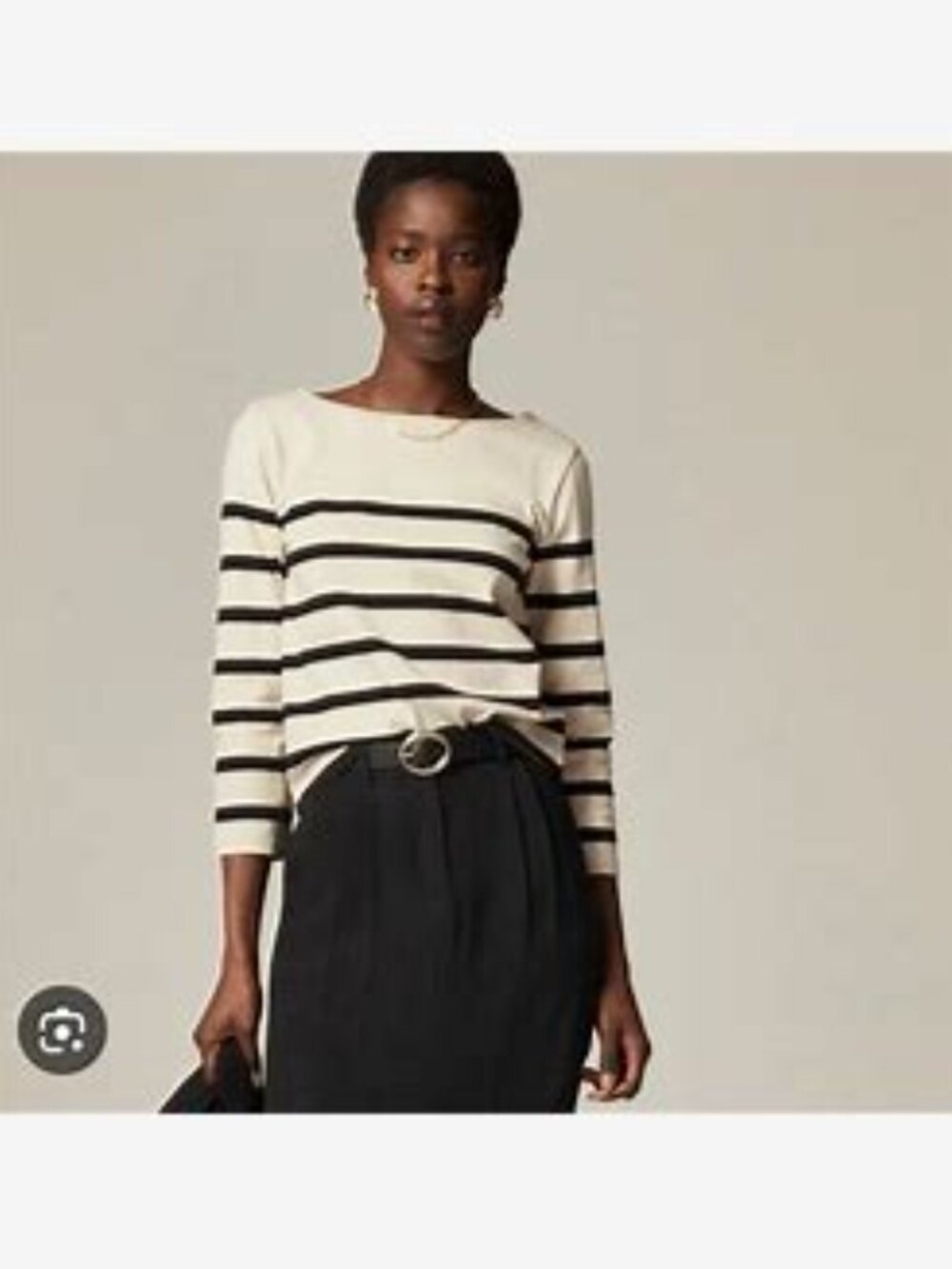 J.Crew Factory Striped Boatneck Women’s Top in Cream and Black Size: XL Nautical
